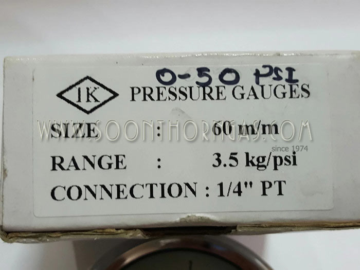 เกจ์วัดแรงดันแก๊ส (น้ำมัน) HIGH PRESSURE GAUGE IK 0-3.5 kg 1