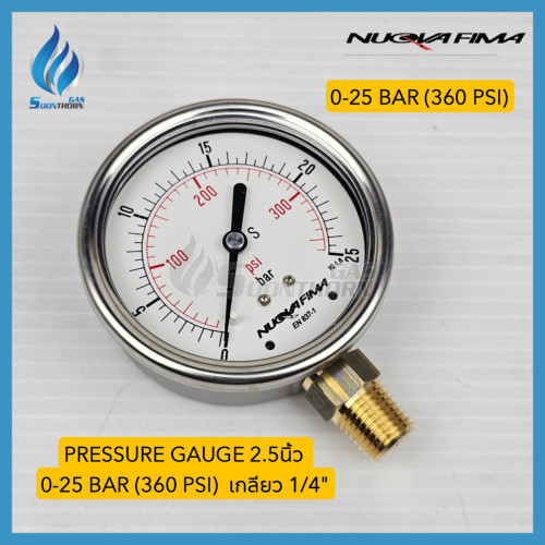 เกจ์วัดแรงดันแก๊ส (น้ำมัน) HIGH PRESSURE GAUGE NUOVA FIMA 0-4 kg 5