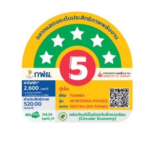ตู้เย็น TOSHIBA โตชิบ้า GR-RS755WIA-PGTH ขนาด 20 คิว 3
