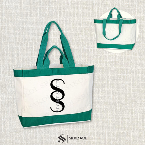 Canvas tote bag กระเป๋าผ้าแคนวาส สายสะพาย 2 แบบในตัว รหัส A2526-9B