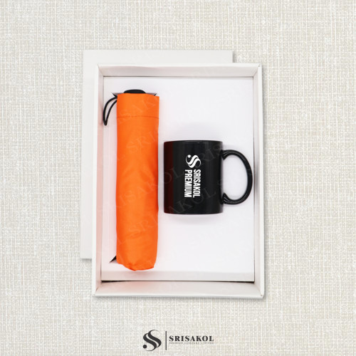 ชุด Gift set 2 ชิ้น แก้ว Mug เซรามิค + ร่มพับ 3 ตอน รหัส A2502-9PS