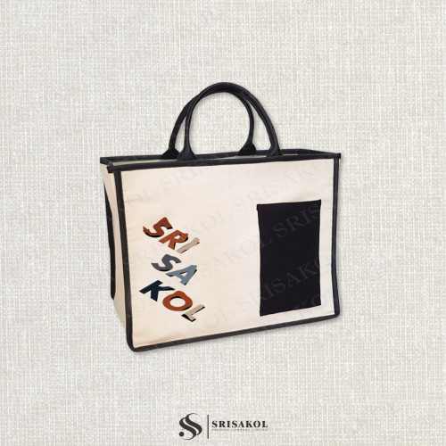 Canvas Tote Bag กระเป๋าผ้าแคนวาส หูหนังเทียม รหัส A2603-10B 8