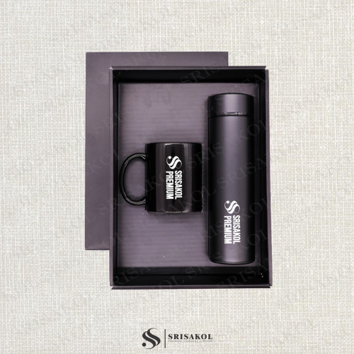 เซทของขวัญพรีเมี่ยมองค์กร กระบอกน้ำและแก้ว Mug พร้อมกล่องบรรจุ รหัส A2513-12PS