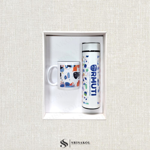 ชุดของขวัญพรีเมี่ยมองค์กร กระบอกน้ำและแก้ว Mug พร้อมกล่องบรรจุ รหัส A2513-3PS