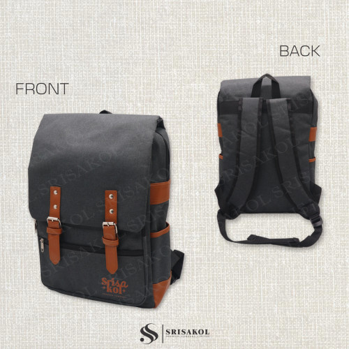Premium Backpack เป้พรีเมี่ยมใส่ Laptop ผ้าฟอกขัดลาย รหัส A2617-9BS