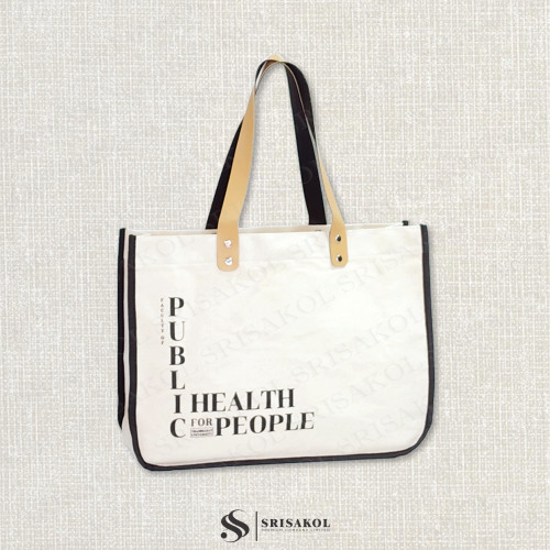 Large Canvas bag กระเป๋าผ้าแคนวาส หูหนังเทียม รหัส A2527-7B