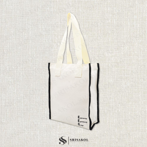 กระเป๋าผ้าแคนวาสสายยาวสะพายไหล่ มีซิปที่ปากกระเป๋า รหัส A2603-14BM