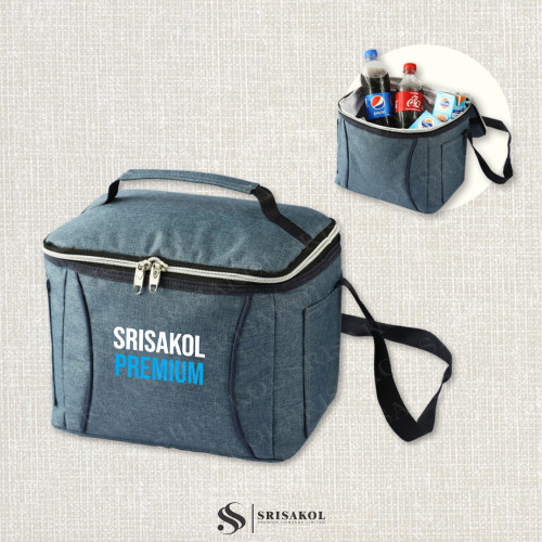 กระเป๋าเก็บความเย็น ผ้าฟอกขัดลาย รหัส A2508-19B