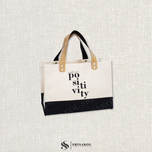 Small Canvas bag กระเป๋าผ้าแคนวาส หูหนังเทียม รหัส A2602-7B 6