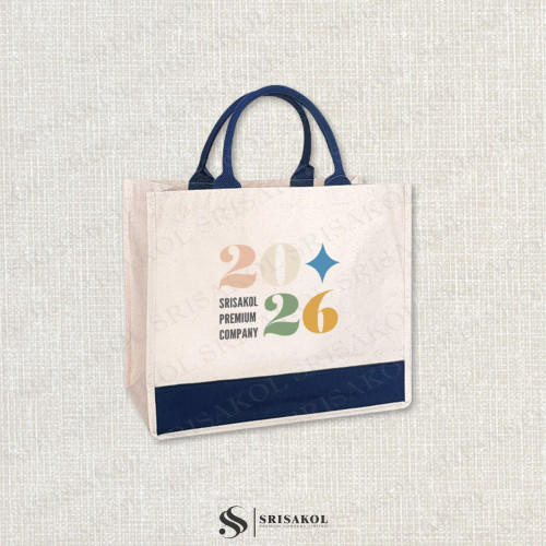Canvas bag กระเป๋าผ้าแคนวาสพรีเมี่ยม หูสายสปัน รหัส A2602-11B