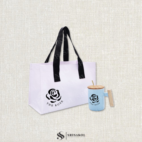 Giftsetของขวัญของที่ระลึก เซทกระเป๋าผ้าใบและแก้วกาแฟ รหัส A2506-11SB