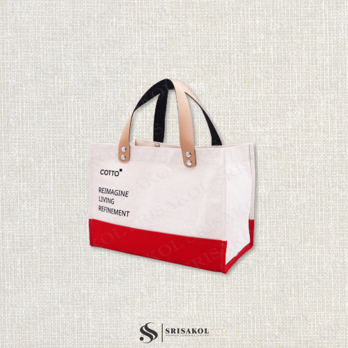 Small Canvas bag กระเป๋าผ้าแคนวาส หูหนังเทียม รหัส A2526-14B 4