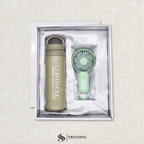 ชุด Giftset 2 ชิ้น กระติกเก็บอุณหภูมิ + พัดลมมือถือ รหัส A2502-10KP