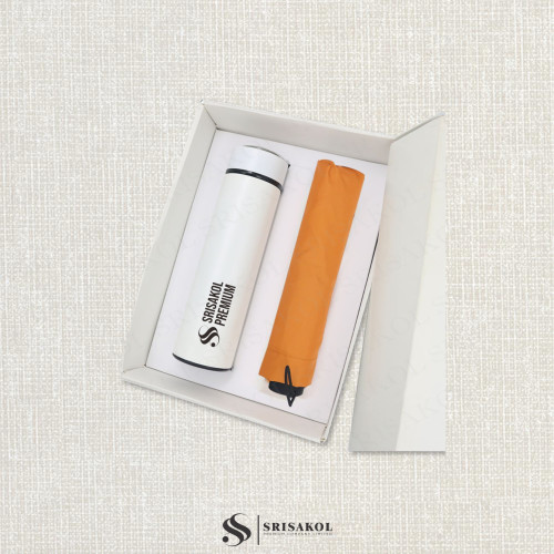 ชุดเซทของที่ระลึกองค์กร Giftset กระติกน้ำเก็บอุณหภูมิและร่มพับ รหัส A2503-23PS