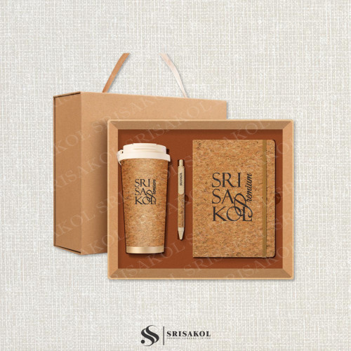 Premium GiftSet ชุดเซท 3 ชิ้น สมุดโน้ต ECO + ปากกา + แก้วน้ำ ECO รหัส A2613-9PS