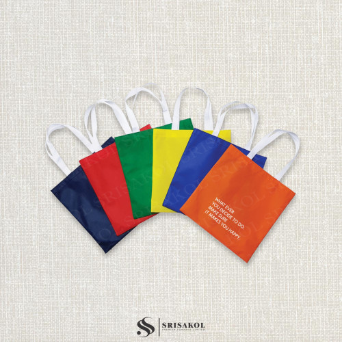 กระเป๋าผ้าสปันบอนด์ งานเย็บจักร หูไนล่อน คละสี รหัส A2238-1B 1