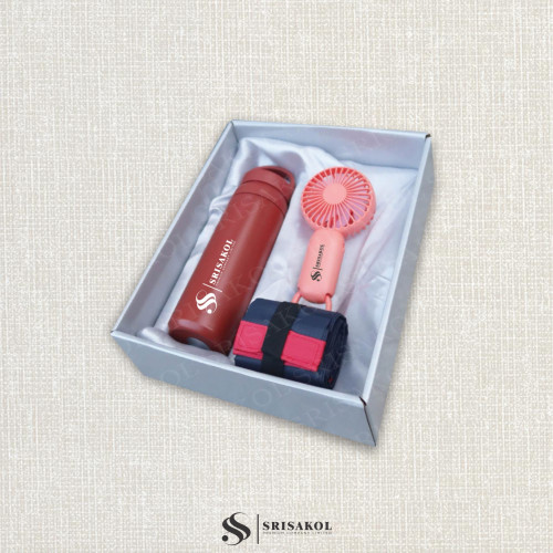 ชุด Gift set 3 ชิ้น กระเป๋าพับเก็บได้+พัดลมมือถือ+กระบอกน้ำ รหัส A2333-13KS