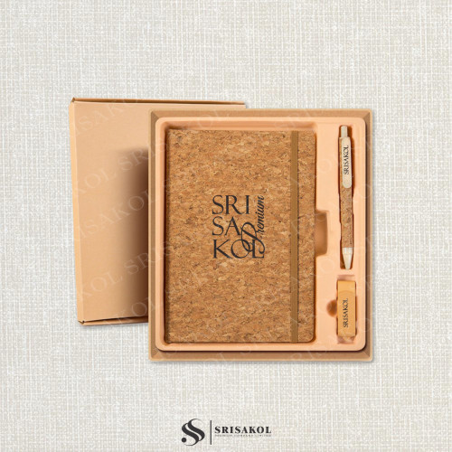 Premium Gift Set ชุดเซท 3 ชิ้น สมุดโน้ต ECO + ปากกา + Flash Drive รหัส A2613-4PS