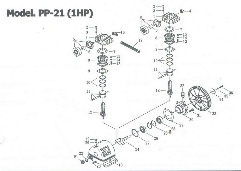 อะไหล่ปั๊มลมพูม่า PUMA 1 แรงม้า PP-21 (1 HP)