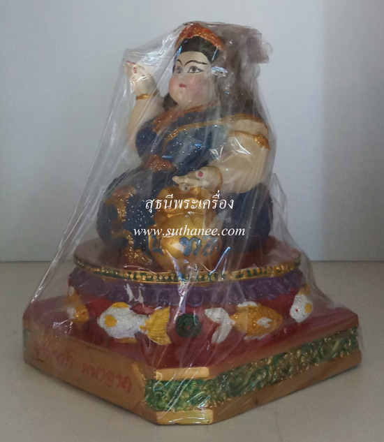 นางกวักปุ้มปุ้ย 3.9 นิ้ว เนื้อโลหะเพ้นท์สี ชุดน้ำเงิน {ปล่อยขาดทุน..ราคาถูกสุดๆๆ !!}