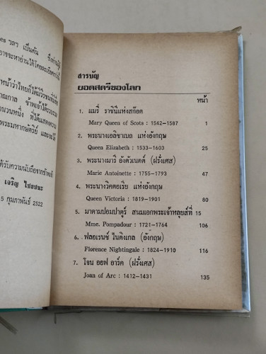 ยอดสตรีของโลก ชีวประวัติของสตรีชั้นนำ 14 คน ผลงานของ เจริญ ไชยชนะ 8