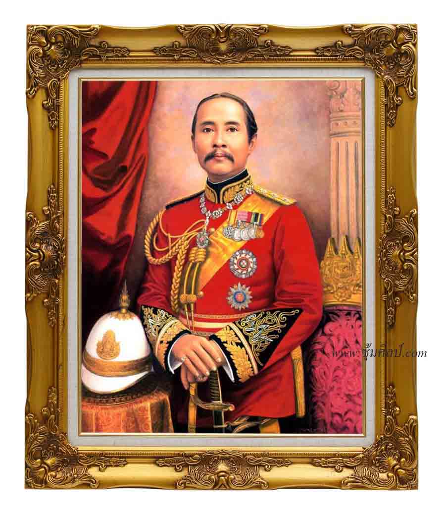 กรอบรูปหลุยส์ ไม้แท้ขนาดกรอบ 3นิ้ว พร้อมภาพพระบรม ร.5 ในกรอบ 15x20 นิ้ว(นอกกรอบ20.5x25.5นิ้ว)