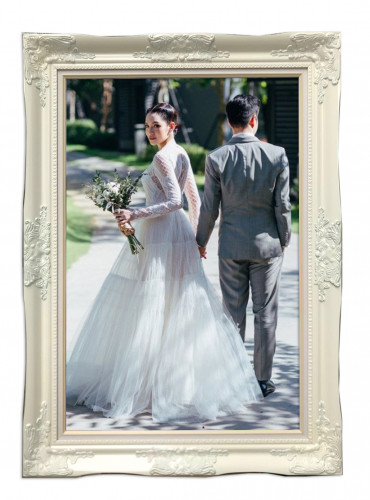 กรอบหลุยส์แต่งงาน สีขาว สวยมีระดับ งานเกรดพรีเมียม รวมภาพ +เคลือบภาพ