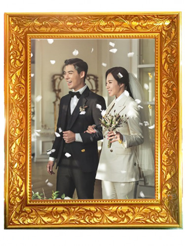 กรอบทองแต่งงาน สีทองลายไทย รวมภาพ +เคลือบภาพ