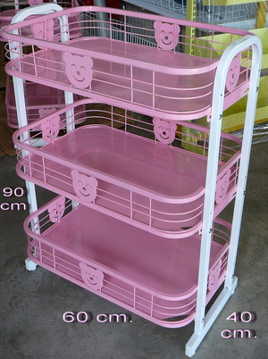 3ชั้น SMILE  แผ่นเหล็ก ขนาด 44*60*93 ซม. มีล้อ รหัสสินค้า:000143