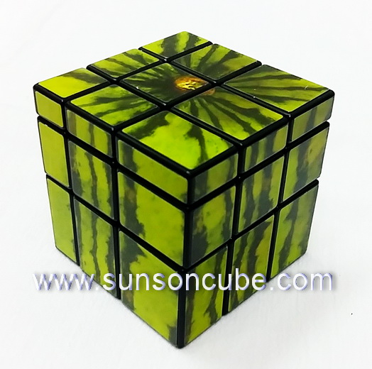 Mirror Block with Water melon sticker - ฺBlack cube