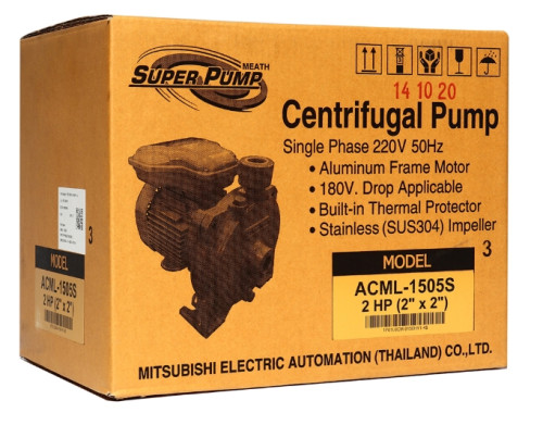 ACML-1505S ปั้มหอยโข่ง สูบไกล 2HP 1เฟส ปั๊มน้ำมิตซูบิชิ 