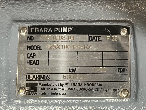EBARA Pump รุ่น 125x100 FS4KA 5 11 ปั๊มน้ำหอยโข่ง แบบเพลาลอย เอบาร่า