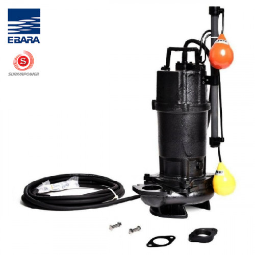 EBARA รุ่น 80DVSA53.7 5.0HP380V ท่อ 3 นิ้ว (มีลูกลอย) ปั๊มจุ่มน้ำเสียกึ่งน้ำวนเหล็กหล่อ ปั๊มเอบาร่า 1