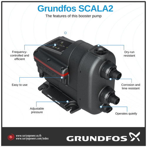 Grundfos รุ่น Scala2 450W 220V ปั๊มน้ำเพิ่มแรงดันอัตโนมัติ ปั๊มกรุนด์ฟอส 1