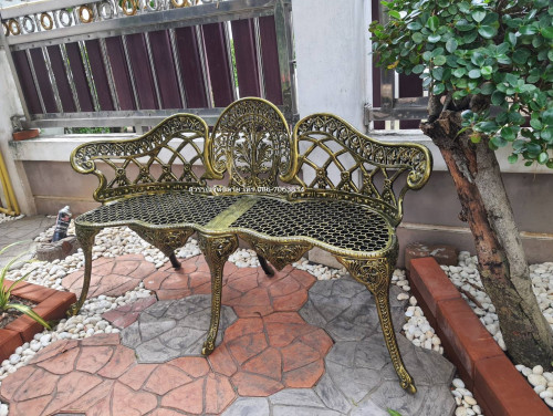 ม้านั่งอัลลอยแท้ ลายพัดหลุยส์  153 ซม.