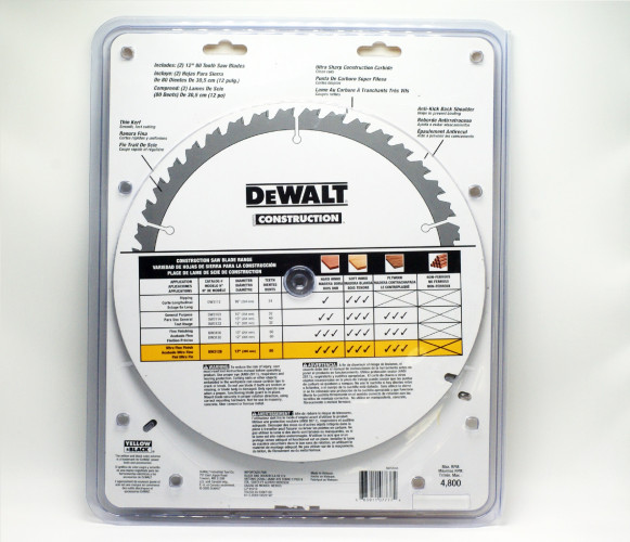 DEWALT DWTDW3128P5D80I* ใบตัดไม้ Miter Saw Blade, 12 inch, 80Tooth 2pk.