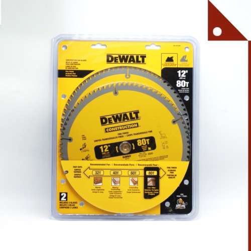 DEWALT DWTDW3128P5D80I* ใบตัดไม้ Miter Saw Blade, 12 inch, 80Tooth 2pk.