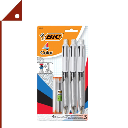 BIC : BIC52558* ปากกา 4-Color 3+1 Ball Pen and Pencil, 3-pk