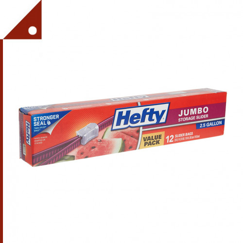 Hefty : HFTR78242* ถุงเก็บอาหาร Slider Jumbo Storage Bags, 2.5 Gallon, 12 Count