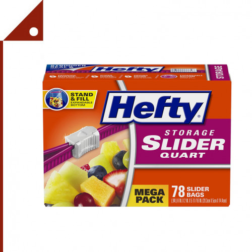 Hefty : HFTR84278* ถุงเก็บอาหาร Slider Storage Bags, Quart Size, 78 Count