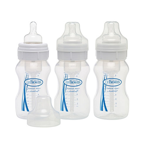Dr.Brown\'s : DRB480 ขวดนม 8oz Natural Flow Wide Neck Baby Bottle, 3 Pack PP