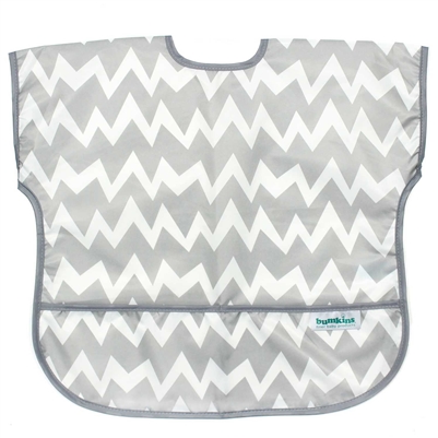 Bumkins : BMKU501* ผ้ากันเปื้อนเด็ก Waterproof Junior Bib, Gray Chevron