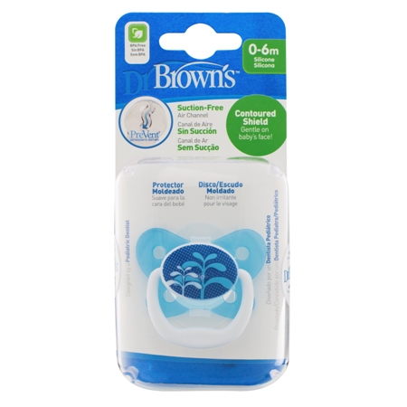 Dr.Brown\'s : DRB PV11404-SPX จุกหลอก PreVent BUTTERFLY SHIELD Pacifier, Stage 1 * 0-6M - Blue, 1pk.