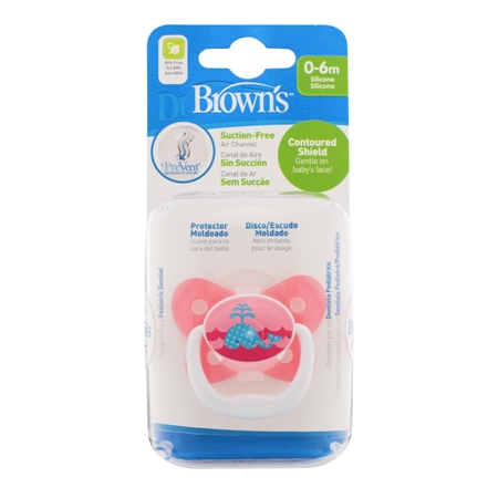 Dr.Brown\'s : DRB PV11304-SPX จุกหลอก PreVent BUTTERFLY SHIELD Pacifier, Stage 1 * 0-6M - Pink, 1pk.