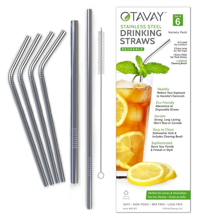 Otavay : OTVS2101* หลอดสแตนเลส Reusable Metal Stainless Steel Drinking Straws