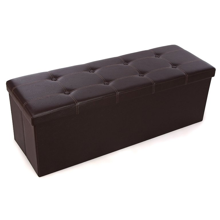 SONGMICS : SGMULSF703* กล่องเก็บของ Folding Storage Ottoman Bench, Brown