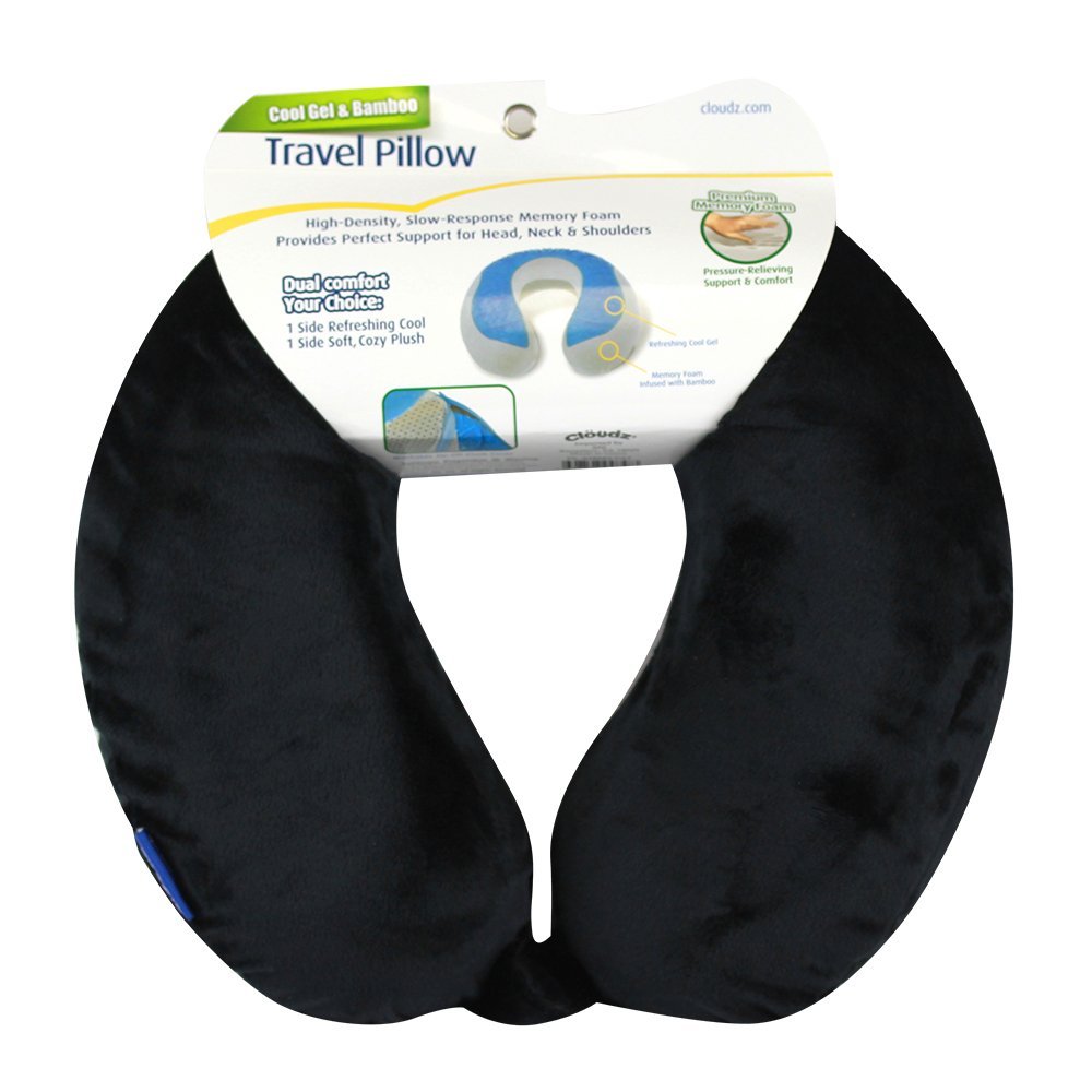 Cloudz : CLDPIL-948583-CAT* หมอนรองคอ Cool Gel  Bamboo Memory Foam Travel Pillow - Black 1