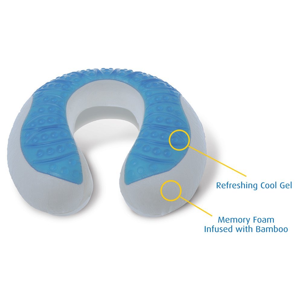 Cloudz : CLDPIL-948583-CAT* หมอนรองคอ Cool Gel  Bamboo Memory Foam Travel Pillow - Black 2