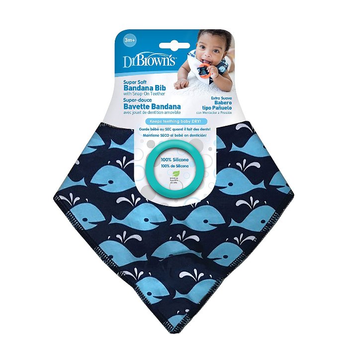 Dr. Brown\'s : DRBAC126 ยางกัด Bandana Bib w Teether 1pk, Whales
