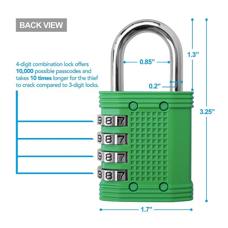 Desired Tools DSTAMZ001* กุญแจรหัส Padlock 4 Digit Combination Lock